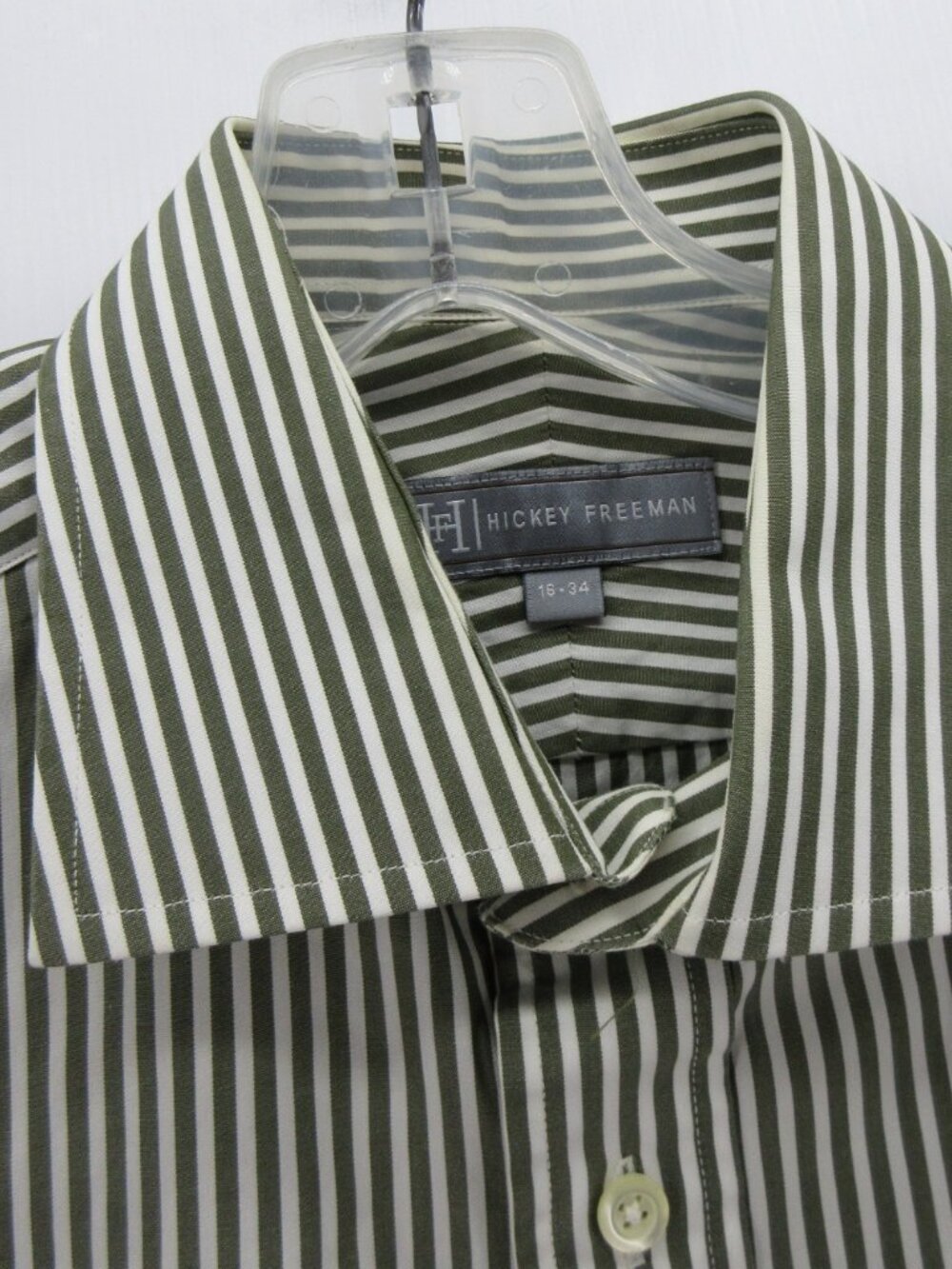 Hickey Freeman Shirt 16 Button Up Dress Shirt Striped Classic Large * - Picture 7 of 12